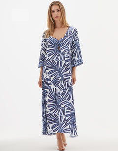 Marina Maxi Beach Dress - Blue and White - Simply Beach UK