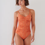 Glance Ruched Underwired Swimsuit - Metallic Apricot - Simply Beach UK