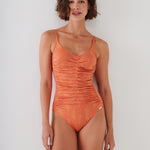 Glance Ruched Underwired Swimsuit - Metallic Apricot - Simply Beach UK