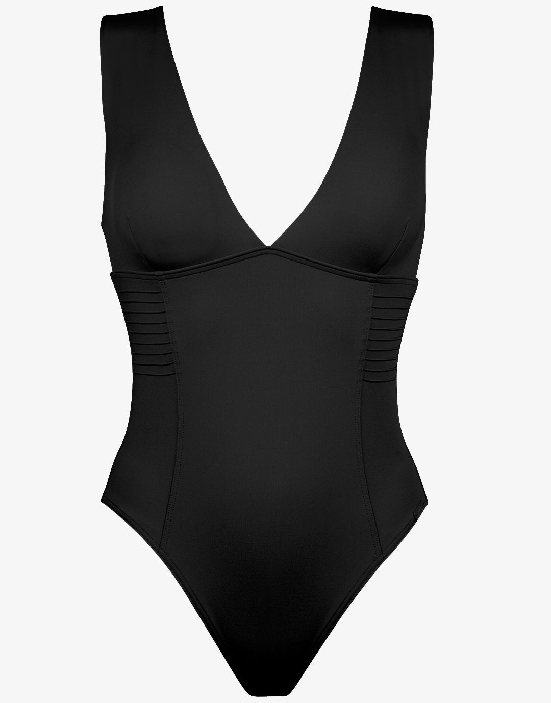 Softline V Neck Swimsuit - Black - Simply Beach UK