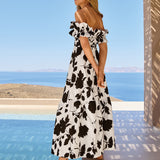 Florascape Ruffle Top Dress - Cream Black - Simply Beach UK