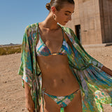 Jacquard Tie Side Bikini Pant - Blue Tapestry
