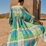 Jacquard Maxi Open Kaftan - Blue Tapestry