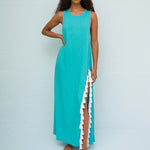 Monochromatic Tassel Slit Dress - Teal - Simply Beach UK