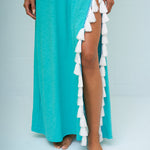 Monochromatic Tassel Slit Dress - Teal - Simply Beach UK