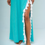 Monochromatic Tassel Slit Dress - Teal - Simply Beach UK