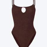 Hunza G Mia Beaded Swimsuit - Metallic Chocolate - Simply Beach UK