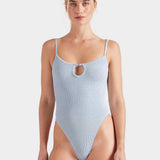Hunza G Mia Beaded Swimsuit - Metallic Ice Blue - Simply Beach UK