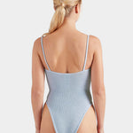 Hunza G Mia Beaded Swimsuit - Metallic Ice Blue - Simply Beach UK