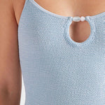 Hunza G Mia Beaded Swimsuit - Metallic Ice Blue - Simply Beach UK