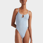 Hunza G Mia Beaded Swimsuit - Metallic Ice Blue - Simply Beach UK