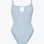 Hunza G Mia Beaded Swimsuit - Metallic Ice Blue - Simply Beach UK