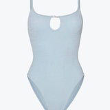 Hunza G Mia Beaded Swimsuit - Metallic Ice Blue - Simply Beach UK