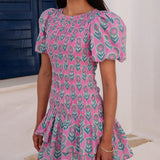 Pink City Prints Nova Mini Dress - Lilac Buta - Simply Beach UK