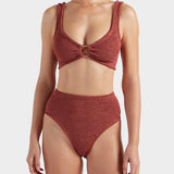 Nadine Bikini Set with Gold Hoop - Metallic Rosewood