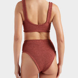 Nadine Bikini Set with Gold Hoop - Metallic Rosewood