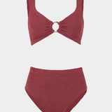 Nadine Bikini Set with Gold Hoop - Metallic Rosewood