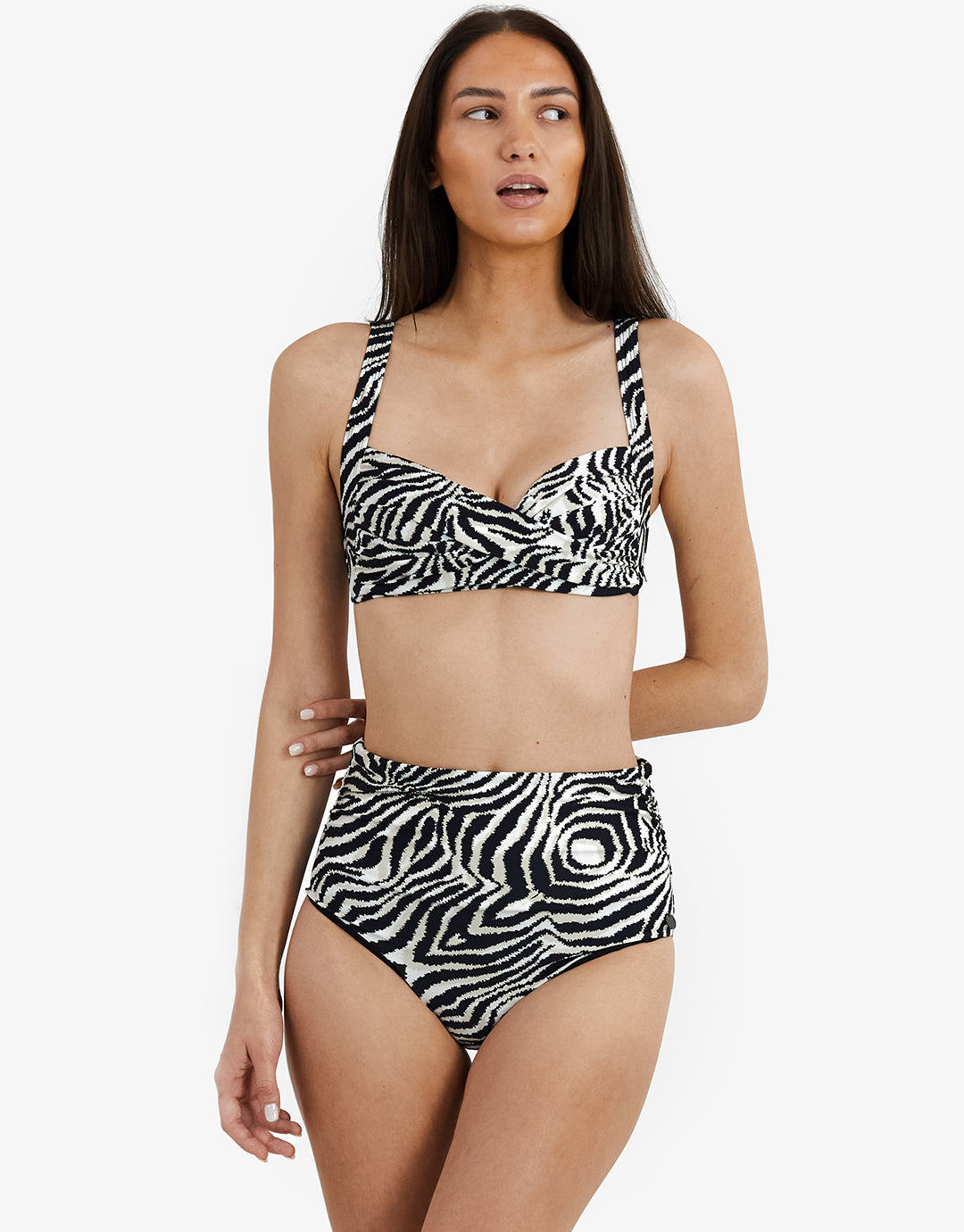 Zebra Medea Bikini Top - Brown and White - Simply Beach UK