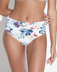 Fleur Chara Bikini Pant - White Floral - Simply Beach UK