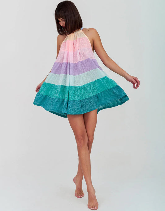 Popsicle Halter Mini Dress - Pastels - Simply Beach UK