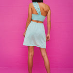 Puka Shell One Shoulder Mini Dress - Aqua - Simply Beach UK