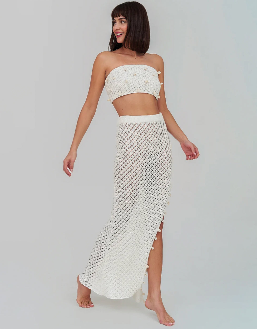 Puka Shell Crochet Top - Ecru - Simply Beach UK