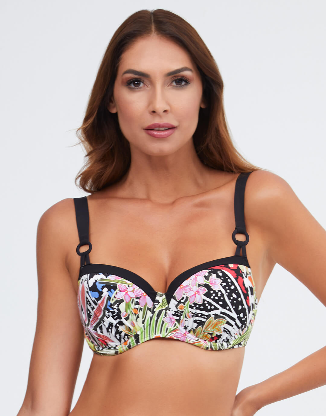 Palm Underwired Balcony Bikini Top - Multi - Simply Beach UK
