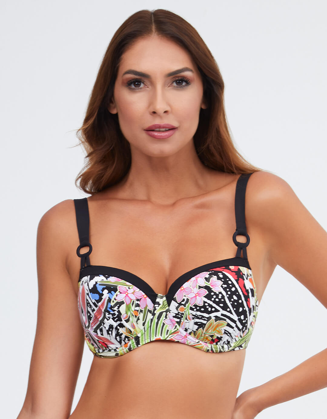 Palm Underwired Balcony Bikini Top - Multi - Simply Beach UK