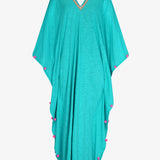 Pitusa Colourblock Pom Pom Sevillana Dress - Teal - Simply Beach UK