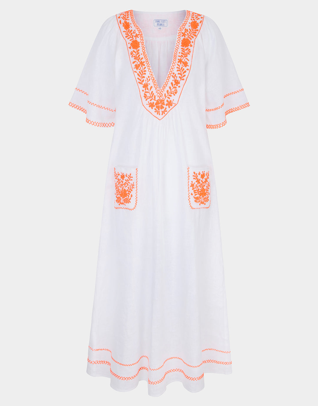 Rhodes Kaftan - White and Orange - Simply Beach UK