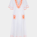 Rhodes Kaftan - White and Orange - Simply Beach UK