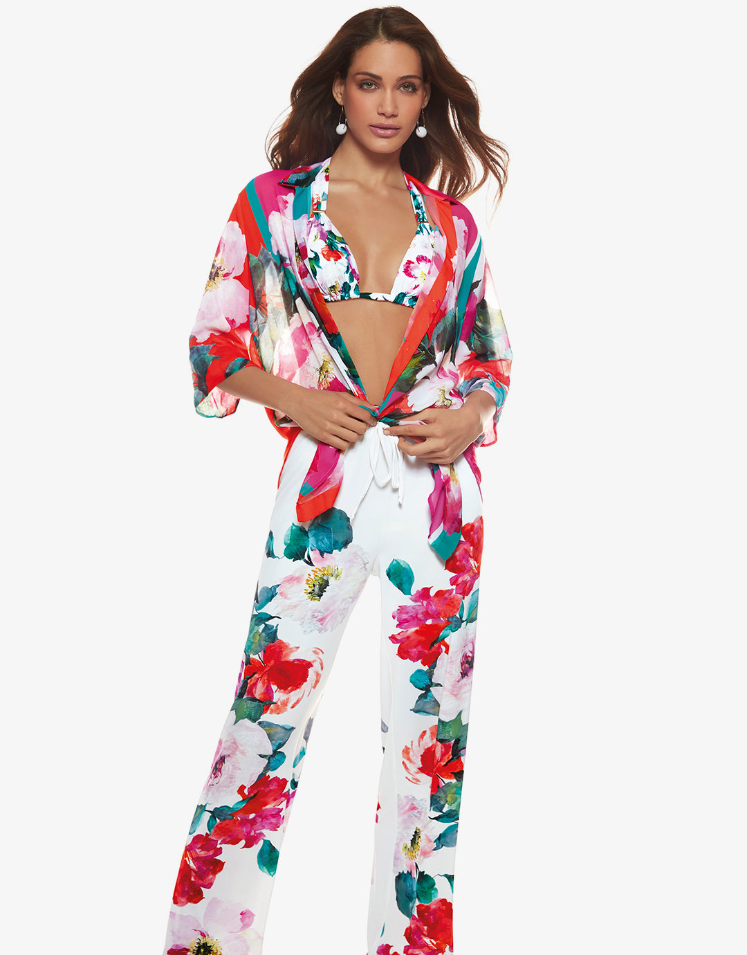 Melania Beach Trouser - Floral Multi - Simply Beach UK