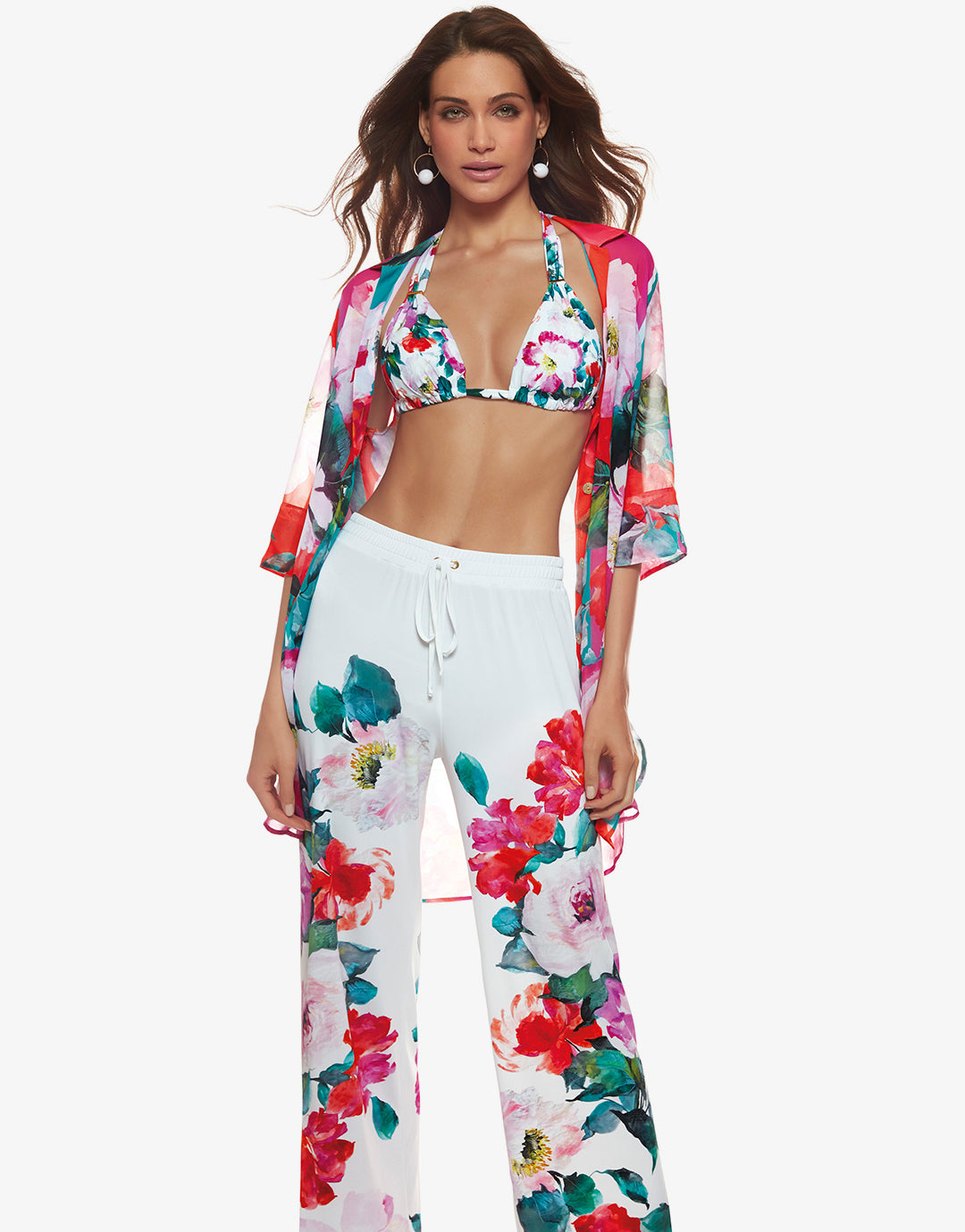 Melania Beach Trouser - Floral Multi - Simply Beach UK