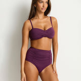 Essentials Edit Super High Waist Gathered Bikini Pant - Claret