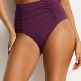 Essentials Edit Super High Waist Gathered Bikini Pant - Claret