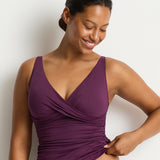 Essentials Edit Cross Front Multifit Singlet Tankini Top - Claret