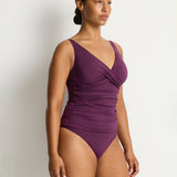 Essentials Edit Cross Front Multifit Singlet Tankini Top - Claret