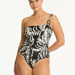 Jungle Book One Shoulder Ring Swimsuit - Black - Simply Beach UK