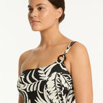 Jungle Book One Shoulder Ring Swimsuit - Black - Simply Beach UK