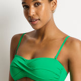 Essentials Edit Twist Bandeau Bikini Top - Kelly Green - Simply Beach UK