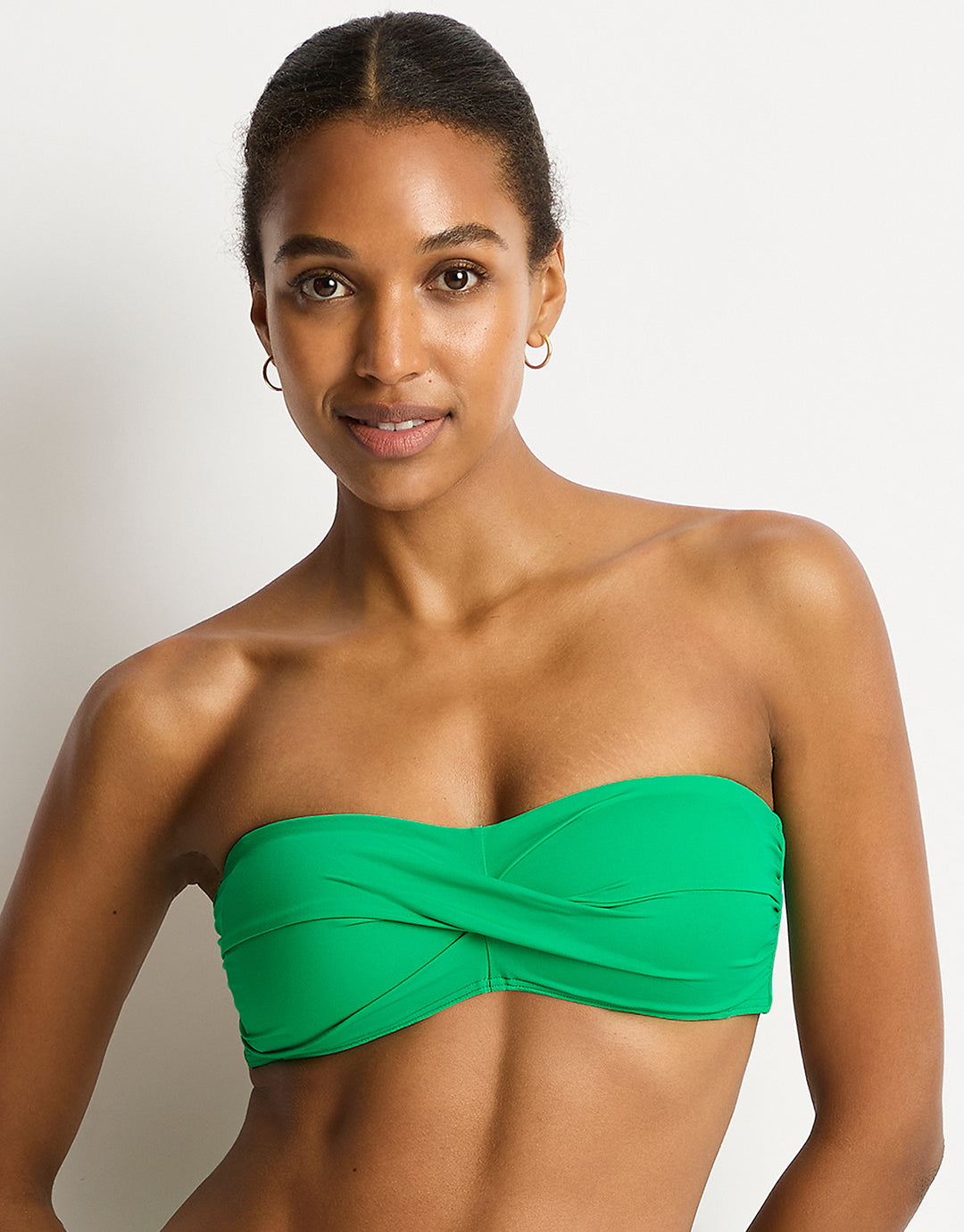 Essentials Edit Twist Bandeau Bikini Top - Kelly Green - Simply Beach UK
