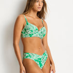 Palmera Cross Front Underwired Bikini Top - Green - Simply Beach UK
