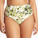 Troppica High Waist Gathered Side Bikini Pant - White - Simply Beach UK