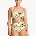 Troppica High Waist Gathered Side Bikini Pant - White - Simply Beach UK