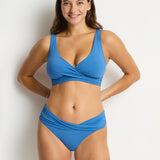 Essentials Edit Twist Mid Bikini Pant - Denim Blue - Simply Beach UK