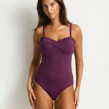 Essentials Edit Twist Bandeau Swimsuit - Claret