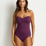 Essentials Edit Twist Bandeau Swimsuit - Claret