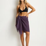 Salt Frayed Sarong - Blackberry