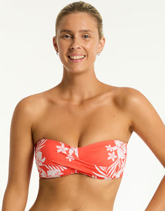 Aloha Twist Bandeau Bikini Top - Flame - Simply Beach UK