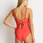 Sea Level Essentials Edit Longline Tie Back Swimsuit - Tango - Simply Beach UK